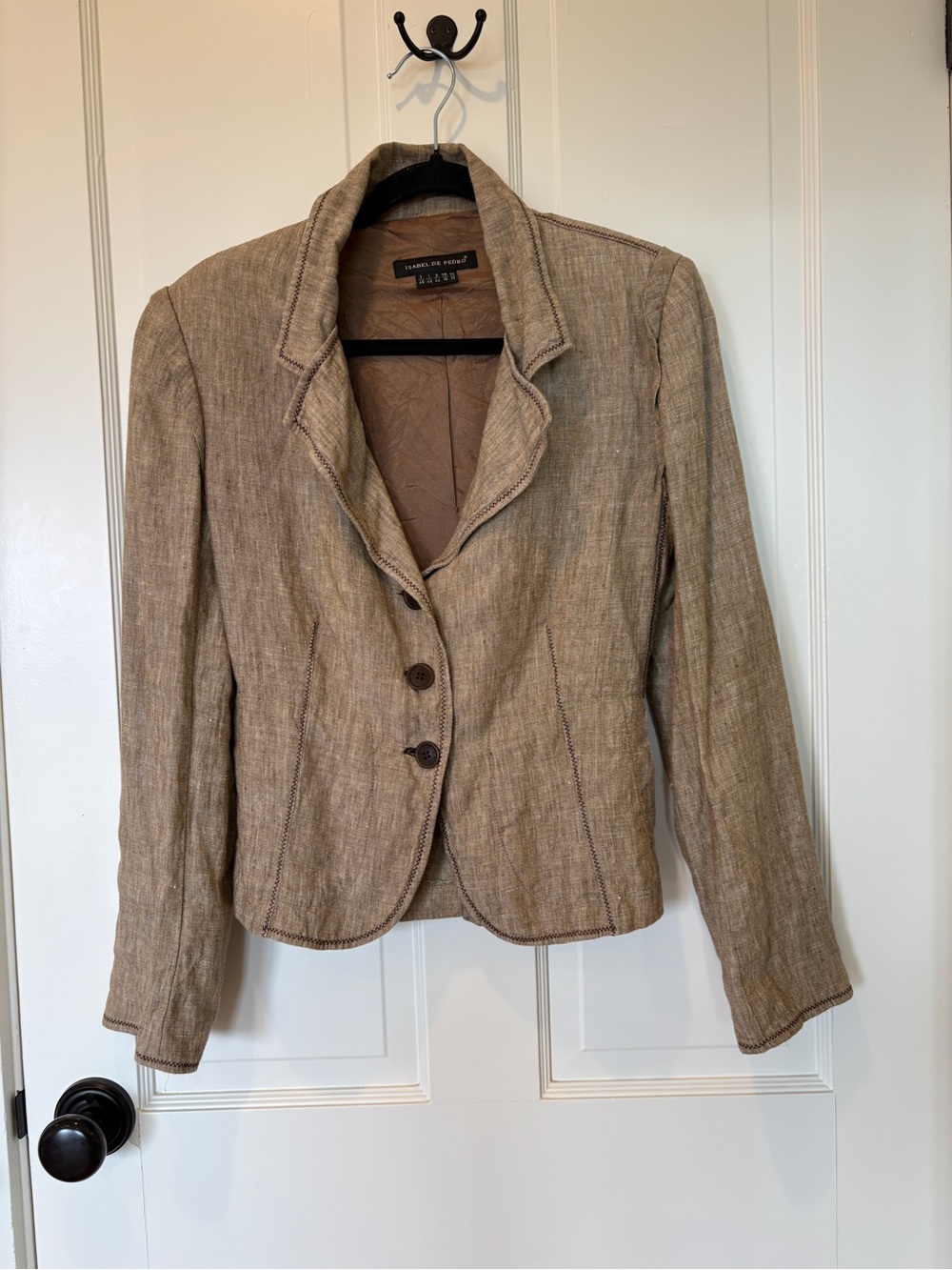 Vintage Isabel de Pedro Beige Linen Blazer